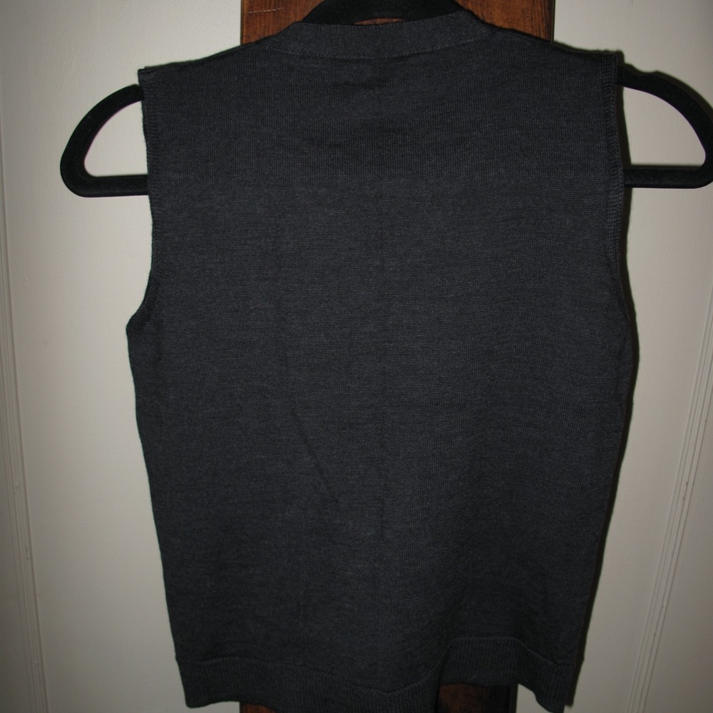 SIMON KNEEN ITALY Sweater Set Charcoal Grey Merino w Vest & Collared Button Down - Picture 13 of 16